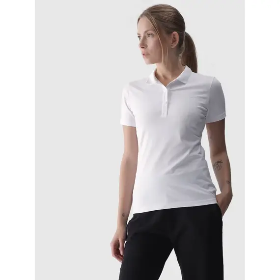 4F koszulka polo damska t-shirt bawełniany F317 biały, Kolor: biały, Rozmiar: XS