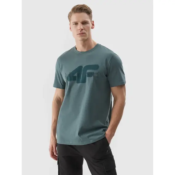 4F koszulka męska t-shirt bawełniany na co dzień M1317 zielona, Kolor: zielony, Rozmiar: M, 2 zdjęcie