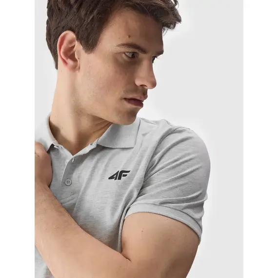 4F koszulka polo męska z kołnierzykiem bawełniana szara, Kolor: szary, Rozmiar: S, 3 zdjęcie