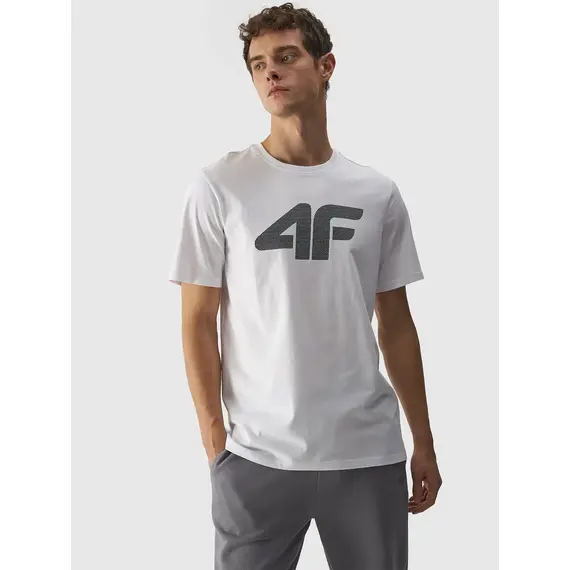4F koszulka męska sportowa t-shirt bawełniany M1844 biały, Kolor: biały, Rozmiar: S