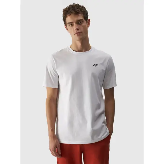 4F t-shirt męski sportowy koszulka bawełniana M1843 biały, Kolor: biały, Rozmiar: XXL