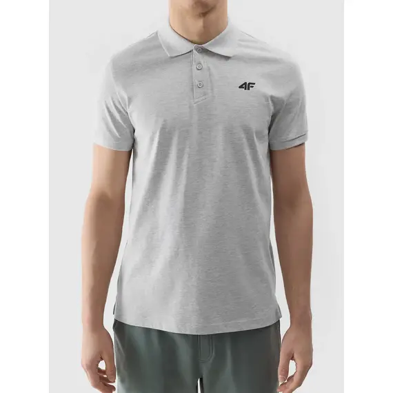 4F koszulka polo męska z kołnierzykiem bawełniana szara, Kolor: szary, Rozmiar: S, 4 zdjęcie