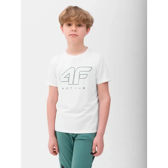 4F Koszulka dziecięca sportowa t-shirt na W-F M691 biały, Kolor: biały, Rozmiar: 122/128