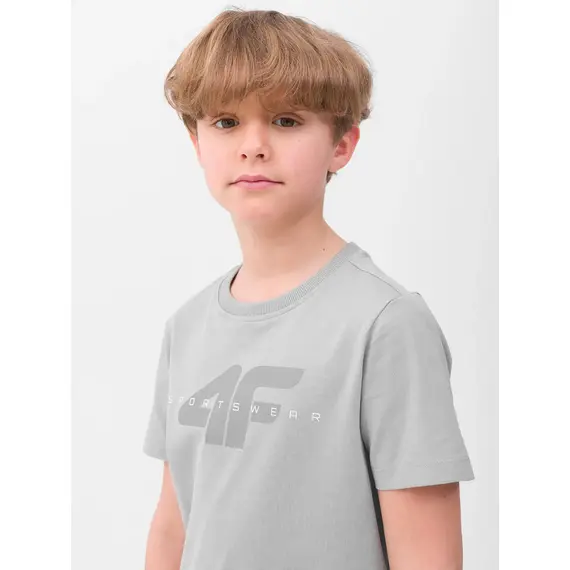 4F T-shirt koszulka chłopięca bawełniana z krótkim rękawem szara, Kolor: szary, Rozmiar: 146, 2 zdjęcie