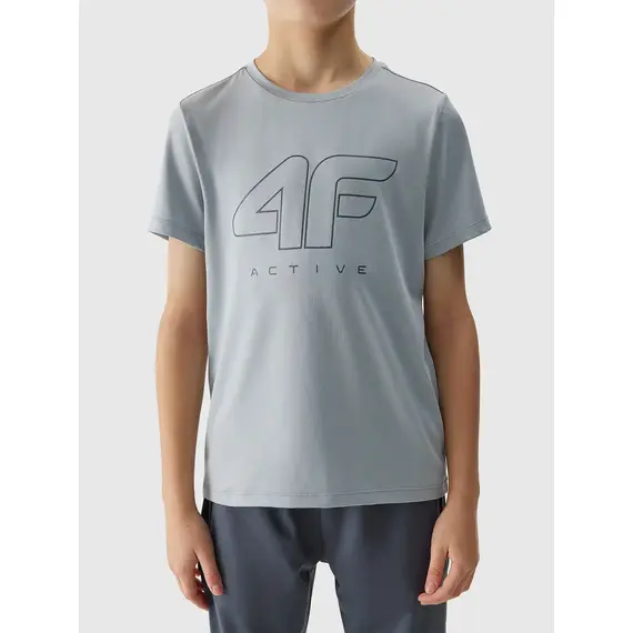 4F Koszulka dziecięca sportowa t-shirt na W-F M691 biały, Kolor: szary, Rozmiar: 158/164, 3 zdjęcie
