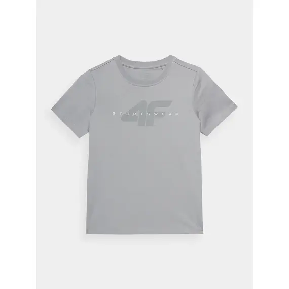 4F T-shirt koszulka chłopięca bawełniana z krótkim rękawem szara, Kolor: szary, Rozmiar: 146, 3 zdjęcie