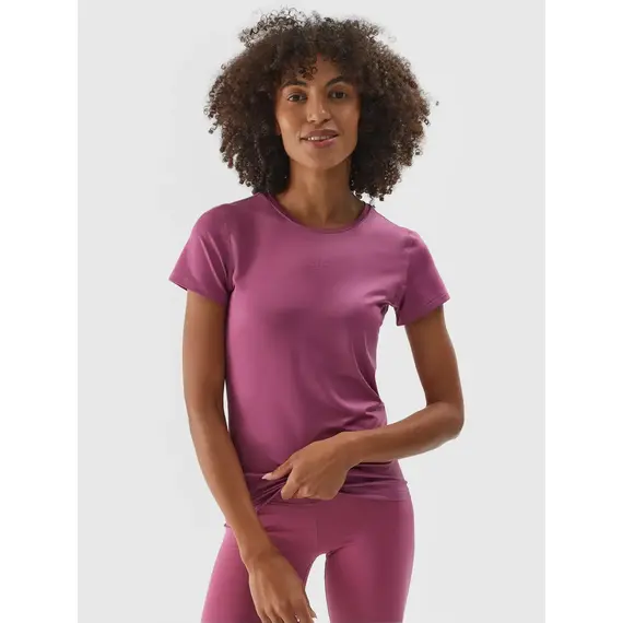 4F T-shirt szybkoschnący treningowy damski F1011 różowy, Kolor: różowy, Rozmiar: XS
