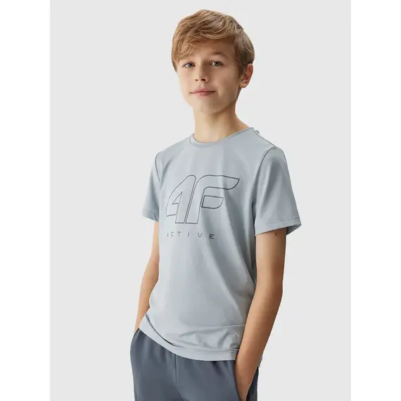 4F Koszulka dziecięca sportowa t-shirt na W-F M691 biały, Kolor: szary, Rozmiar: 158/164