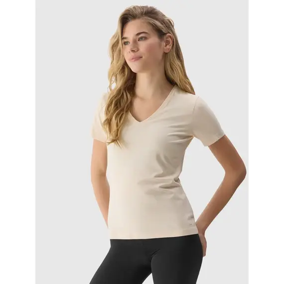 4F koszulka damska t-shirt sportowy fitness bawełniany F1359 biały, Kolor: biały, Rozmiar: XS