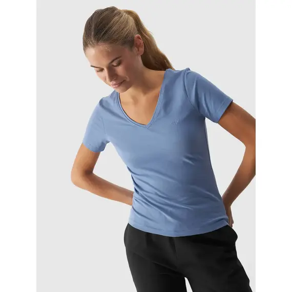 4F t-shirt damski koszulka sportowa bawełniana F1649 niebieska, Kolor: niebieski, Rozmiar: S