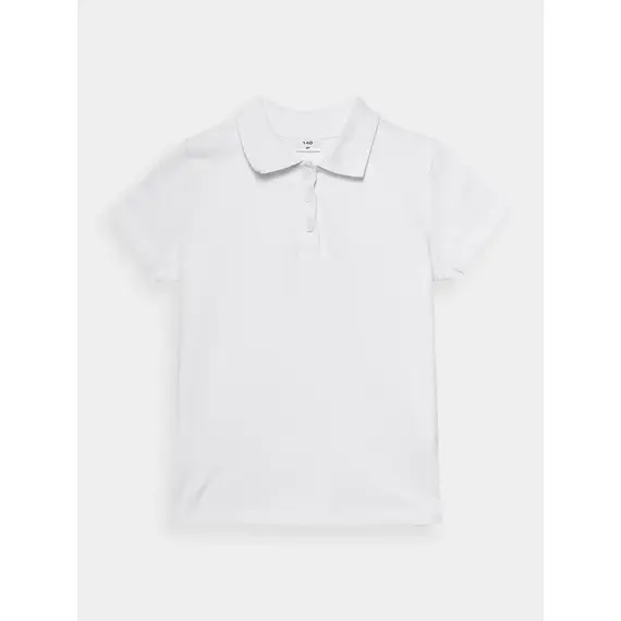 4F polo dziewczęce bawełniane z kołnierzykiem F1148 białe, Kolor: biały, Rozmiar: 122, 3 zdjęcie
