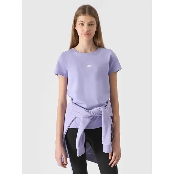 4F t-shirt koszulka dziecięca  sportowa bawełniana F1111 fioletowa, Kolor: fioletowy, Rozmiar: 128