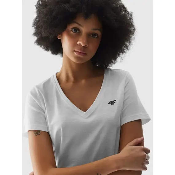 4F koszulka damska sportowa t-shirt treningowy F1162 biała, Kolor: biały, Rozmiar: M, 4 zdjęcie