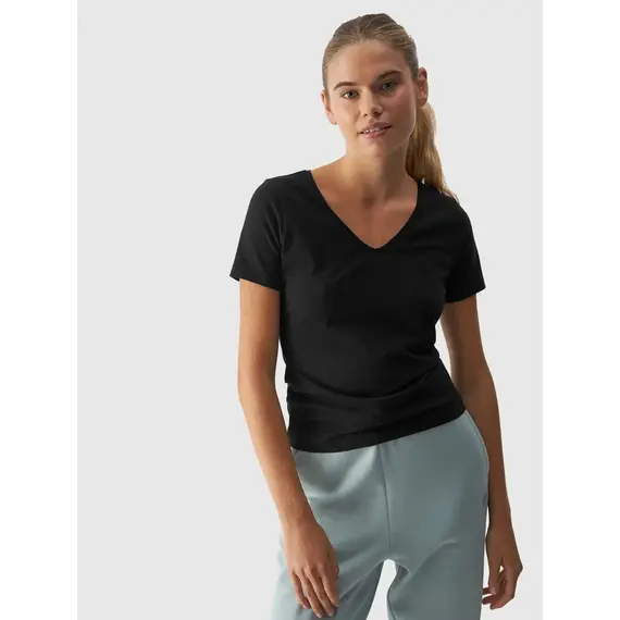 4F t-shirt damski koszulka sportowa bawełniana F1649 czarna, Kolor: czarny, Rozmiar: XS