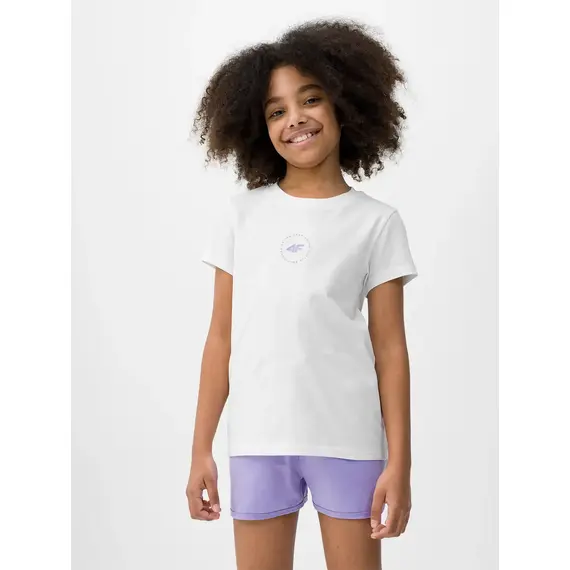 4F t-shirt koszulka dziecięca  sportowa bawełniana F1111 biała, Kolor: biały, Rozmiar: 122