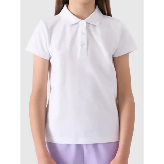 4F polo dziewczęce bawełniane z kołnierzykiem F1148 białe, Kolor: biały, Rozmiar: 146, 5 zdjęcie