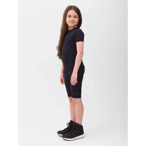 4F Legginsy krótkie dziewczęce F436 czarne, Kolor: czarny, Rozmiar: 122/128